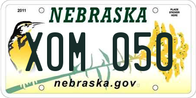 NE license plate XOM050