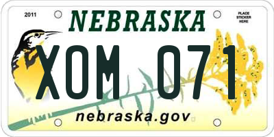 NE license plate XOM071