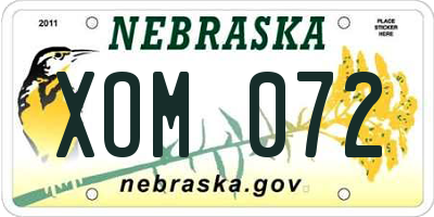 NE license plate XOM072