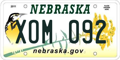 NE license plate XOM092