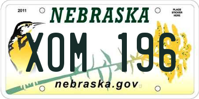 NE license plate XOM196