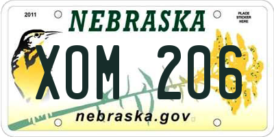 NE license plate XOM206