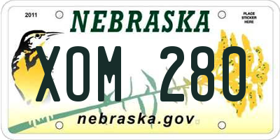 NE license plate XOM280