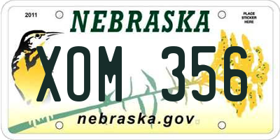 NE license plate XOM356
