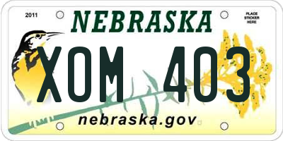 NE license plate XOM403