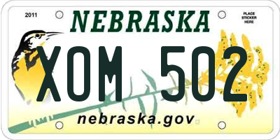 NE license plate XOM502