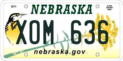 NE license plate XOM636
