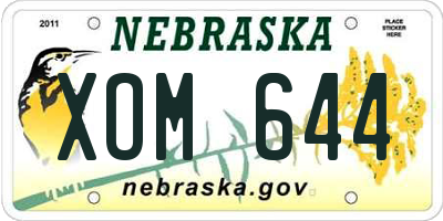 NE license plate XOM644