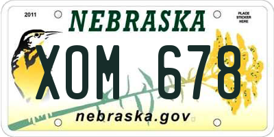 NE license plate XOM678