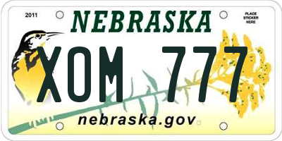 NE license plate XOM777