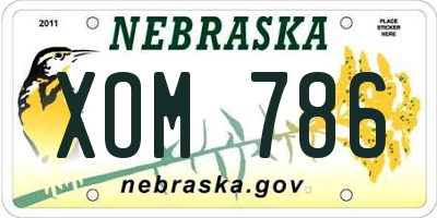 NE license plate XOM786