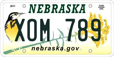 NE license plate XOM789