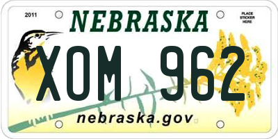 NE license plate XOM962
