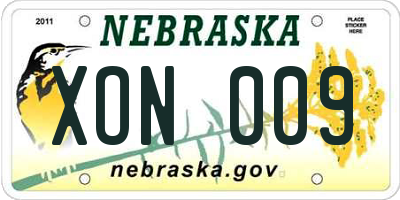 NE license plate XON009