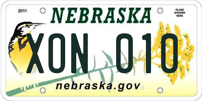 NE license plate XON010