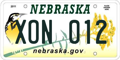NE license plate XON012