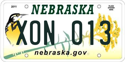 NE license plate XON013