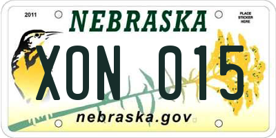 NE license plate XON015