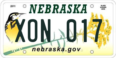 NE license plate XON017