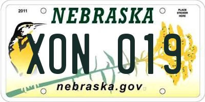 NE license plate XON019