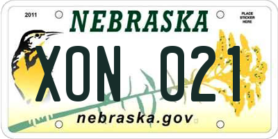 NE license plate XON021
