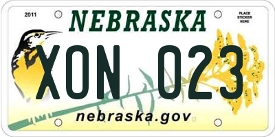 NE license plate XON023