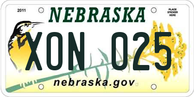 NE license plate XON025