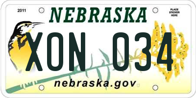 NE license plate XON034