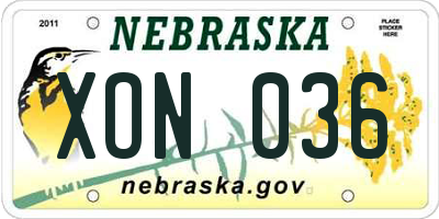 NE license plate XON036