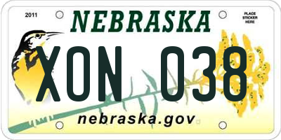 NE license plate XON038