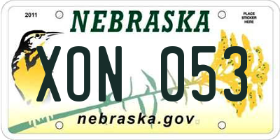 NE license plate XON053