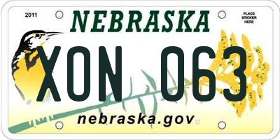 NE license plate XON063