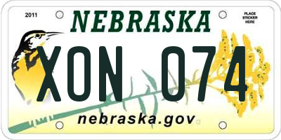 NE license plate XON074