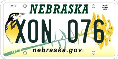 NE license plate XON076