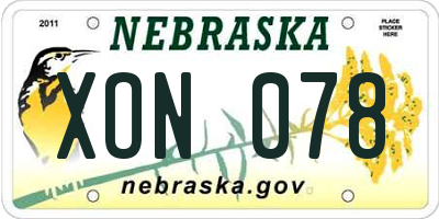 NE license plate XON078