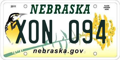 NE license plate XON094