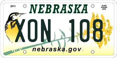 NE license plate XON108