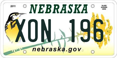 NE license plate XON196
