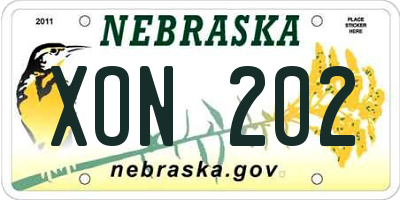 NE license plate XON202