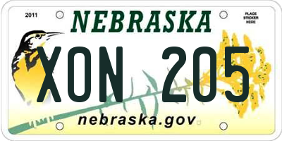 NE license plate XON205