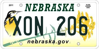 NE license plate XON206