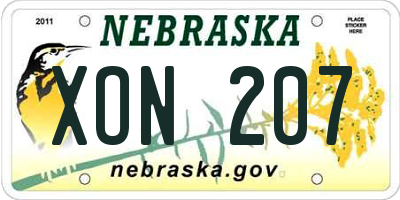 NE license plate XON207