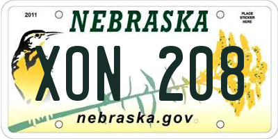 NE license plate XON208