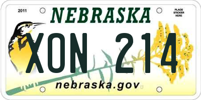 NE license plate XON214