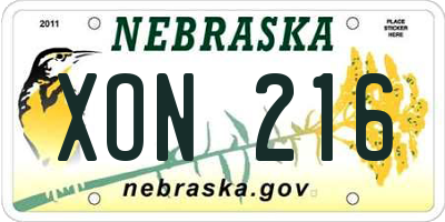NE license plate XON216