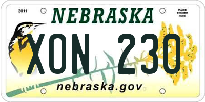 NE license plate XON230