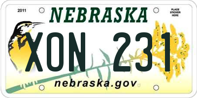 NE license plate XON231