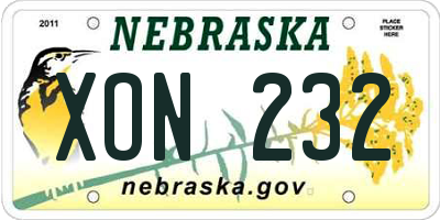 NE license plate XON232