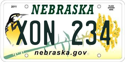NE license plate XON234