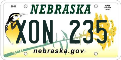 NE license plate XON235